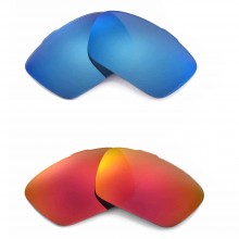 Walleva Fire Red + Ice Blue Polarized Replacement Lenses for Oakley Jury (OO4045 Series) Sunglasses